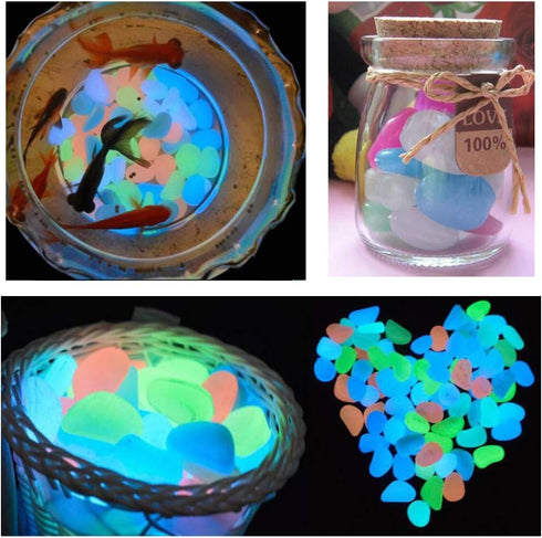 Oubest Glow in The Dark Pebbles, Multi-Colored Glow Stones for Garden, Fish Tank, Walkway, Plant Pots (200)