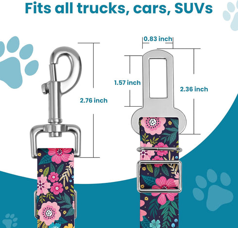 HCYPCV 20 33 inches Adjustable pet cat and Dog car seat BeltThe Lanyard is Flexible and Adjustable from to (Floral)
