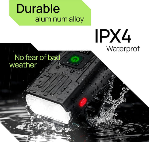 panaride R15 500 Set Smart Bike Lights Front and Back, Kit, USB C Rechargeable with Auto Brake Sensing, Lumen