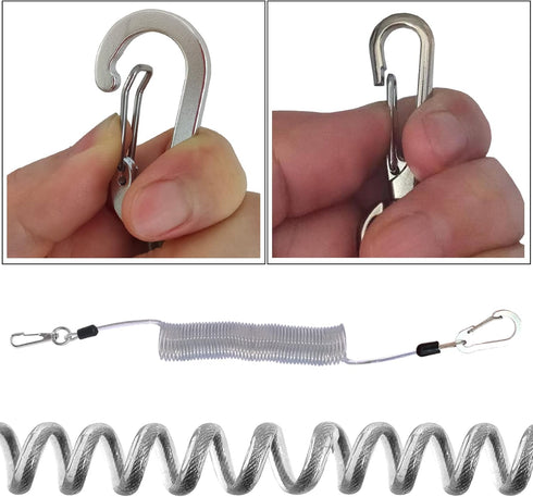 Fishing Lanyard - Heavy Duty Coiled Lanyards with Stainless Steel Wire Inside, Safety Rope Extension Cord Tether