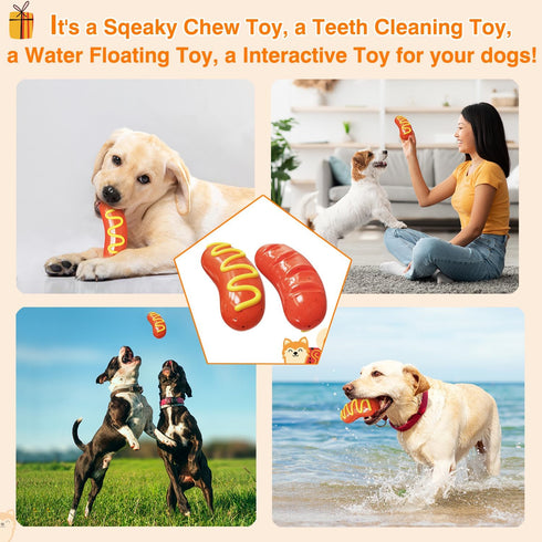 Tough Dog Toys for Large Breed Aggressive Chewers, Durable Indestructible Chew Toy, Hot Dog Dog Toy