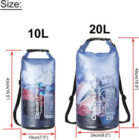 Floating Waterproof Dry Bag for Women Men, 10L/20L Roll Top Lightweight Storage Bag for Watersports, Travel, Beach