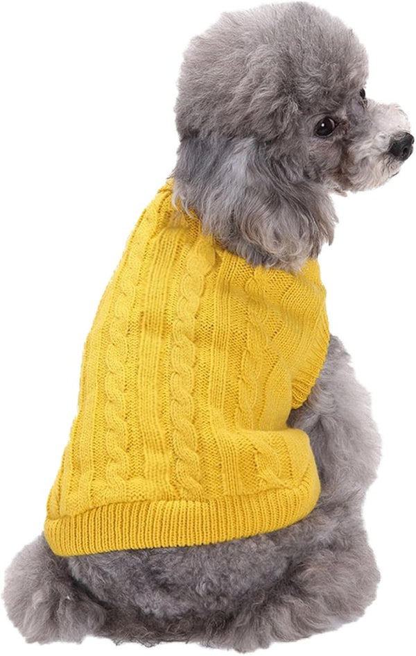 Small Dog Sweaters, Knitted Pet Cat Warm Sweatshirt, Winter Clothes for Kitten Puppy (Small, Yellow)