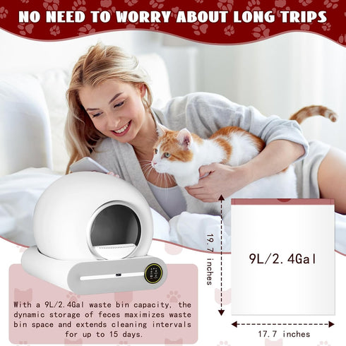 Cat Waste Bags, 19.7 x 17.7 Inches, 4 Packs/80 Counts, White-Red, for Automatic Cleaning Litter Boxes