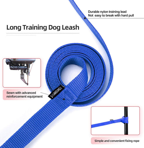 Dog/Puppy Obedience Recall Training Agility Lead - 15ft, 20ft, 30ft, 40ft, 50ft Training Leash - Blue 15ft