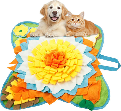 Kandishiex Snuffle Mat for Dogs Cats Rabbits, Plush Fabric Flower Shape Slow Eating