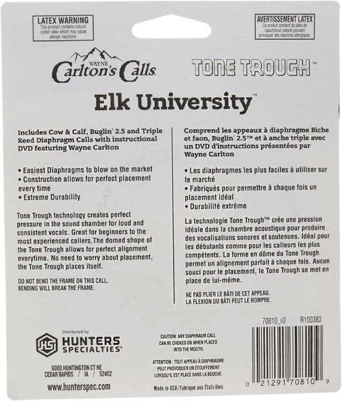 Hunters Specialties Carlton's Calls E.L.K. University PHD Tone Trough Diaphragm Game Calls Combo with DVD