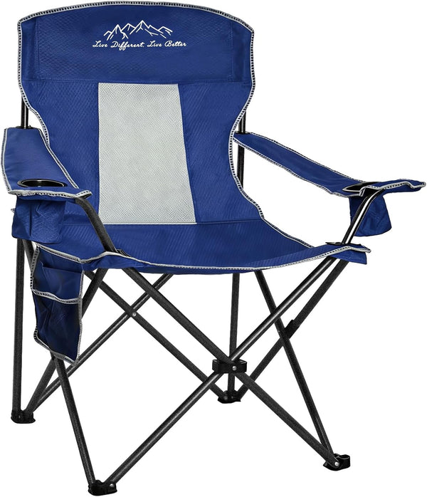 Folding Camping Chair Mesh Back Portable Breathable Outdoor Chairs with Carry Bag