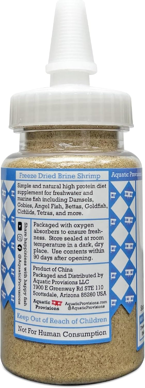 0.5 oz, Fine Brine Shrimp Freeze Dried Fish Food, Semi-Fine Loose Particles, for Freshwater and Marine Aquarium Fish