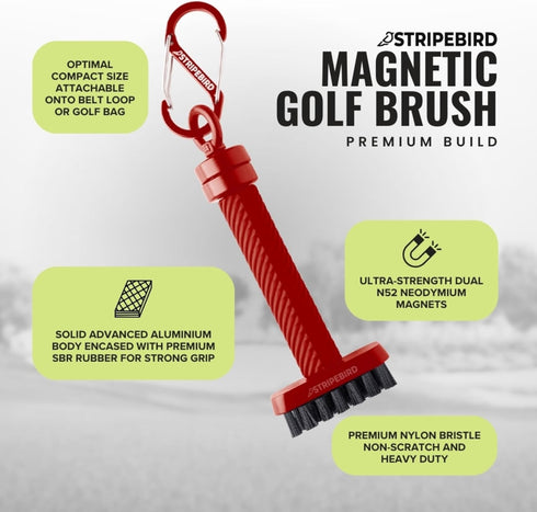 Magnetic Golf Club Brush Groove Cleaner, Detachable with Premium Nylon Bristles, Golf Bag Accessories