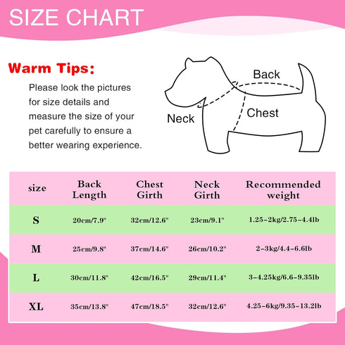 2 Pieces Summer Clothes for Small Medium Dogs - Cute Striped Shirt with Flower Strawberry Embroidery (Pink-Green)