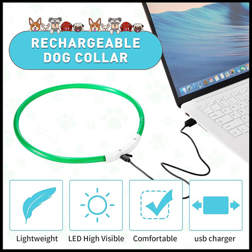 Frienda 4 Pieces Light Up Dog Collars, USB Rechargeable LED Collars for Night Walking, Adjustable for Small to Large