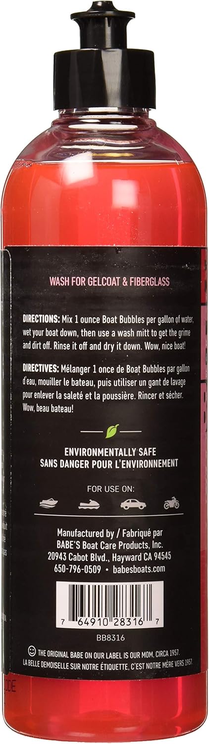 1 Babes Boat Bubbles High-Sudsing Boat Wash Soap Safe for Gelcoat, Wont Strip Wax pH Balanced & Biodegradable Marine