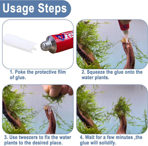 3 PCS Aquarium Glue, Safe Quick-Drying Coral Glue for Aquatic Plants, Moss, Coral, Stones, Fresh and Salt Water