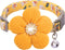 Small Dog Collar with Flower, Adjustable Length Puppy Collar for Girl Dogs, Cute with Bell, Yellow