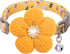 Small Dog Collar with Flower, Adjustable Length Puppy Collar for Girl Dogs, Cute with Bell, Yellow