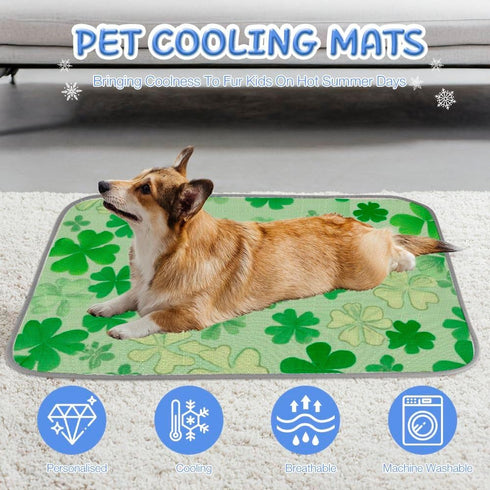 imiBBWQu Summer Summer 27" 22" Cooling Pad St Patrick Day Green Clovers Cooling Mat Washable Pad for Dog Bed Dog Bed
