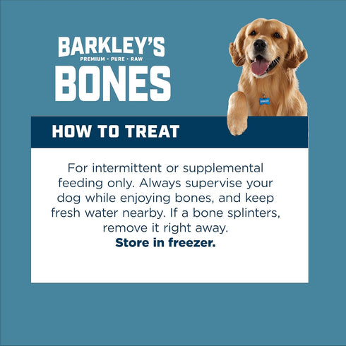 Frozen 4 Count (3 Pack) Barkleys Bag Beef Marrow Bones, Dog Treats, Single Ingredient Center Cut Beef Bone, Raw Natural