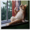 Stupell Industries Wall Plaque, House Cat Smoking Lounging in Window Pane, Designed by Lucia Heffernan, 12x12, Brown