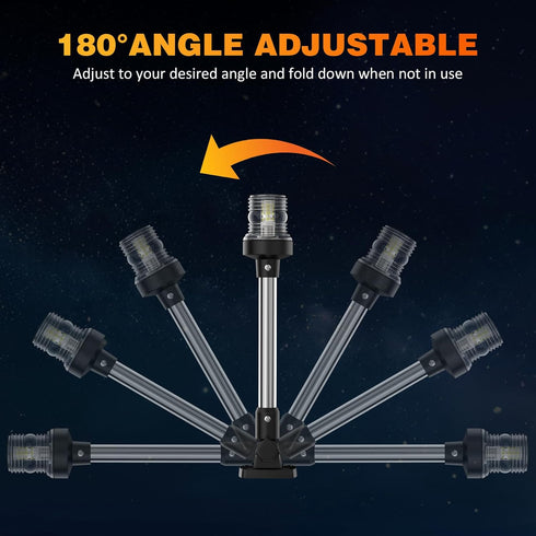 12 Inches IP67, 3NM (12-24V) Anchor Light Stern Lights for Boats LED Waterproof White Fold Down Rear Boat Navigation