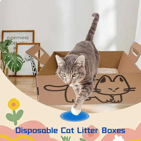 Gxsdj 9PCS Pets,16.5 13.5 5.9 Inch Disposable Litter Boxes for Cats,Foldable Cardboard Cat Litter Box