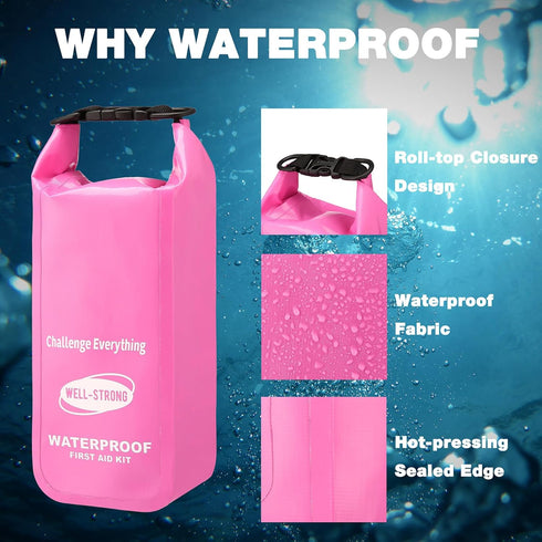 Waterproof First Aid Kit, Roll Top Boat Emergency Kit with Waterproof Contents for Fishing, Kayaking, Boating,