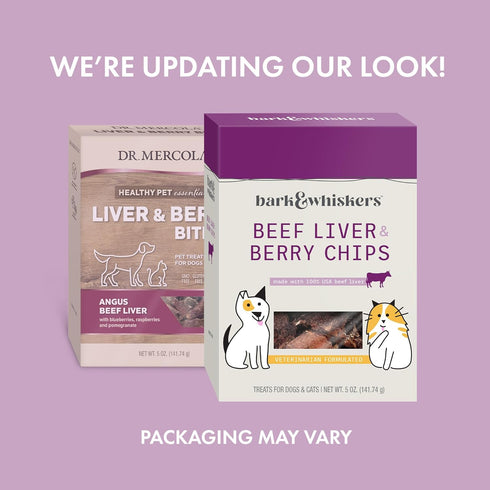Dr. Mercola Bark & Whiskers Beef Liver & Berry Chips for Dogs & Cats - 5 Oz, Digestive Support, Non-GMO