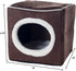 Cat House - Indoor Bed with Removable Foam Cushion, Dark Brown, 13x13.5x12"