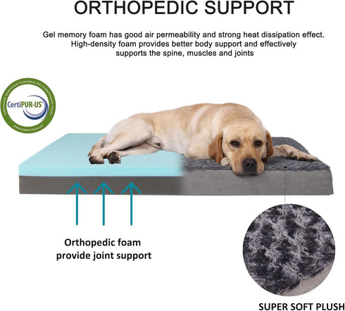 Orthopedic Memory Foam Bed for Large Dogs, Waterproof Cooling Pet Mats with Removable Washable Cover (Large plus-36"x