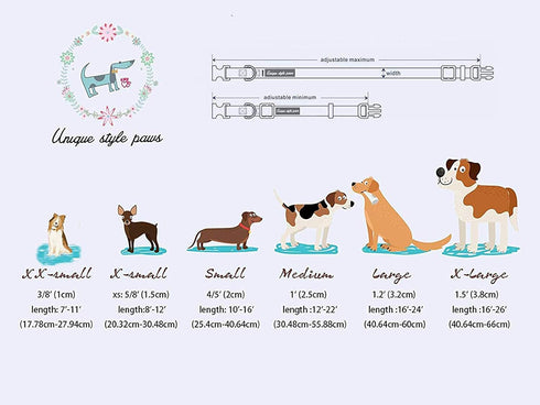 Unique Style Paws Pet Soft & Comfy Bowtie Dog Collar and Cat Collar, Pet Gift for Dogs and Cats in 6 Sizes and 7