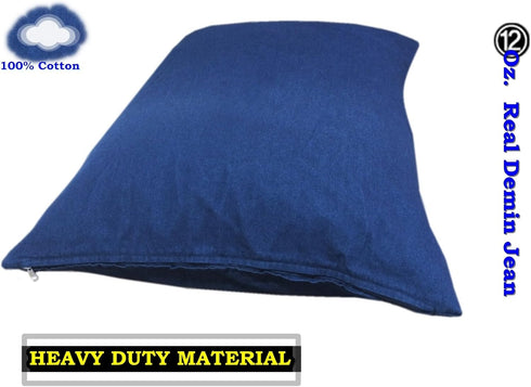 DIY Heavy Duty Durable Blue Denim Jean Pet Dog Pillow Cover + Internal Waterproof Resistant Case Set for Small Medium