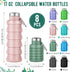 Lallisa 8 Pcs Collapsible Water Bottle - Reusable Silicone Foldable 17 oz Sports Water Bottle with Carabiner