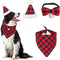 ADOGGYGO Christmas Dog Bandana Hat Bow Tie Set, Classic Red Plaid Pet Xmas Costume Outfit for Medium Large Dogs