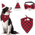 ADOGGYGO Christmas Dog Bandana Hat Bow Tie Set, Classic Red Plaid Pet Xmas Costume Outfit for Medium Large Dogs