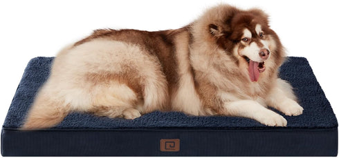 EHEYCIGA Orthopedic XXL Dog Beds for Jumbo Dogs, Removable Washable Cover for Crate, Navy, 47x29