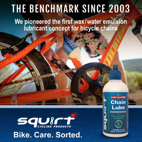 2 Pack (120ml) Squirt Chain Lube for Bikes Long-Lasting Lubricant for All Bike Chains All-Weather Dry Lube to Reduce