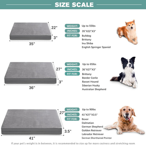 Vonabem Waterproof Dog Bed for Large Medium Dogs, Washable Orthopedic Foam Pet Bed with Removable Cover, 36 inch, Gray