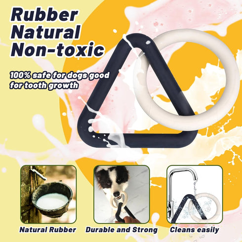 Interactive Durable Dog Chew Toys for Aggressive Chewers, Indestructible Rubber Triangle Ring Pull Toys