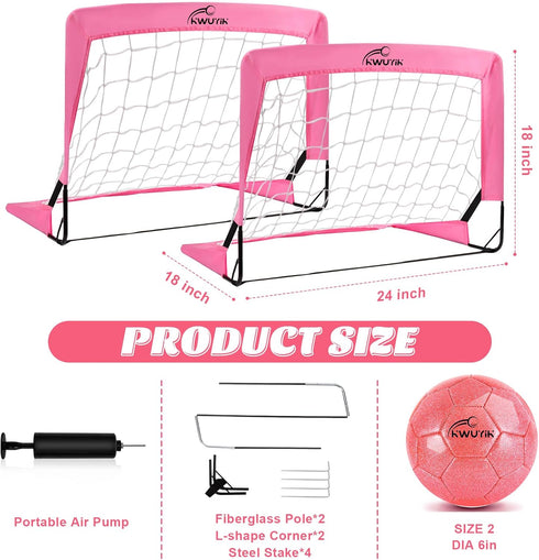 OKWUYiK 4Pcs Set 2Pcs 2x1.5ft 1Pcs 1Pcs 2 Soccer Goals Soccer Nets Ball Pump Indoor Soccer Nets for Kids with Size