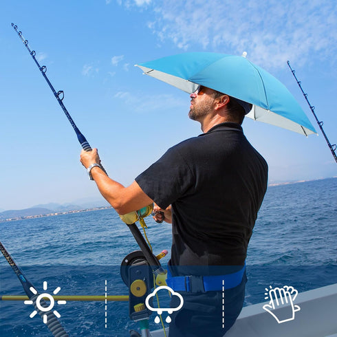PATIKIL Umbrella Hat, 27 Inch Hands-Free Fishing Cap with Elastic Headband for Camping Gardening Hiking