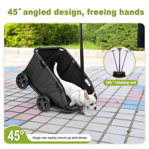 AESRAOU Mini Dog Strollers for Mini Pets, Foldable Multifunctional Shopping Carts with Extendable Pull Handle, Doggie
