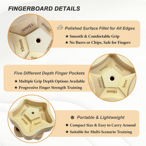 2 Pack 5 Portable Hangboard - Wooden Pentagram Rock Climbing Fingerboard, Lightweight with Multi-depth Pockets, Finger