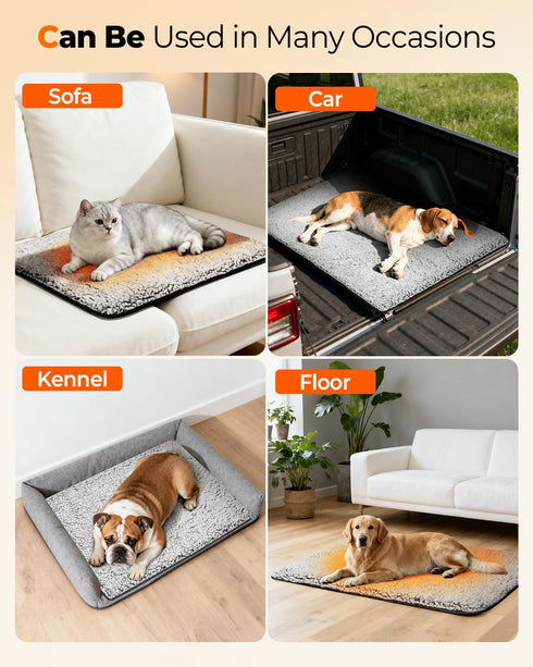 WONONE Self Warming Pet Pad, Super Soft Thermal Dog Crate Bed Pad for Crate, Sofa, Floor Washable Anti-Slip Self