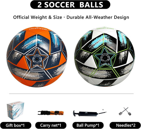 Soccer Ball Size 5 for Youth and Adults, Indoor/Outdoor Training Ball with Pump, Net Bag, Gift Box