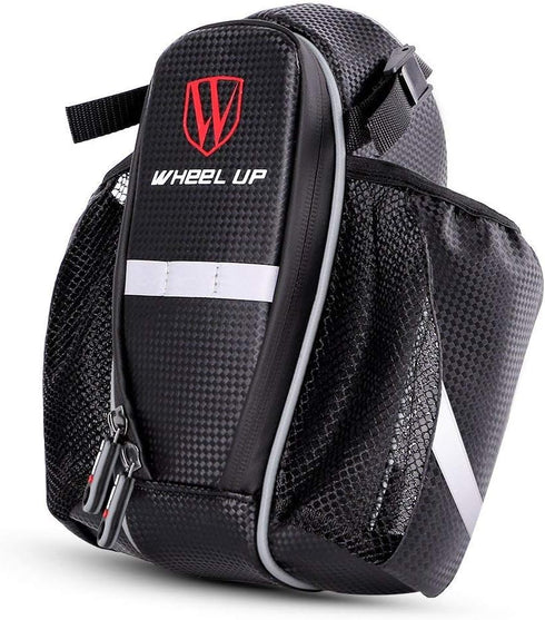Waterproof Rear Under Seat Bike Saddle Bag, Double Bottle Pouch Bicycle Tail Pocket with Reflective Strip for MTB