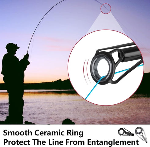 THKFISH Rod Tip Repair Kit, Fishing Stainless Steel Ceramic Ring Guide Replacement, 30pcs Big Style, 6 Sizes
