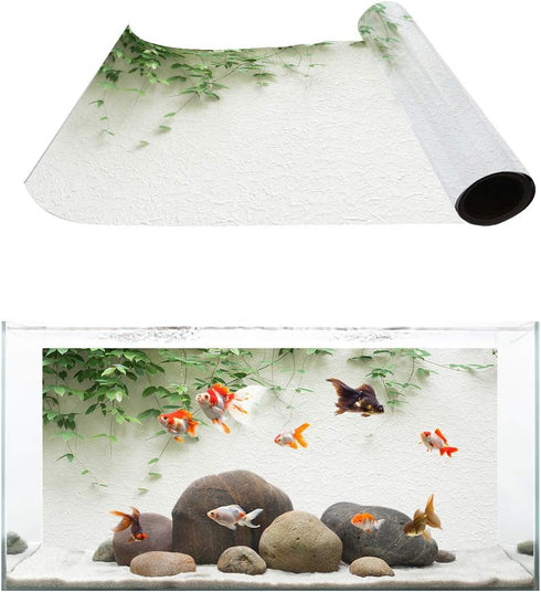 T&H XHome Aquarium Décor Backgrounds, Spring Tree Branch on White Wall Pattern PVC Adhesive Poster (24.4" W x 16.4" H)