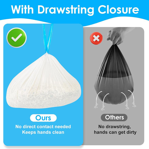 60 Count, 21.65"x11.8" Cat Litter Bags Drawstring Close Litter Box Liners for Automatic Litter Box,Thick Cat Poop