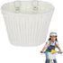Kids Bike Basket with Adjustable PU Belts, Handmade Woven Rattan Front Handle Basket
