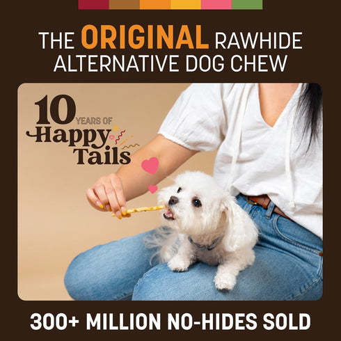 40 Count Pack Earth Animal No Hide Stix - Long Lasting Rawhide Free Small Dog Chews Sticks, Chicken - Extra Value